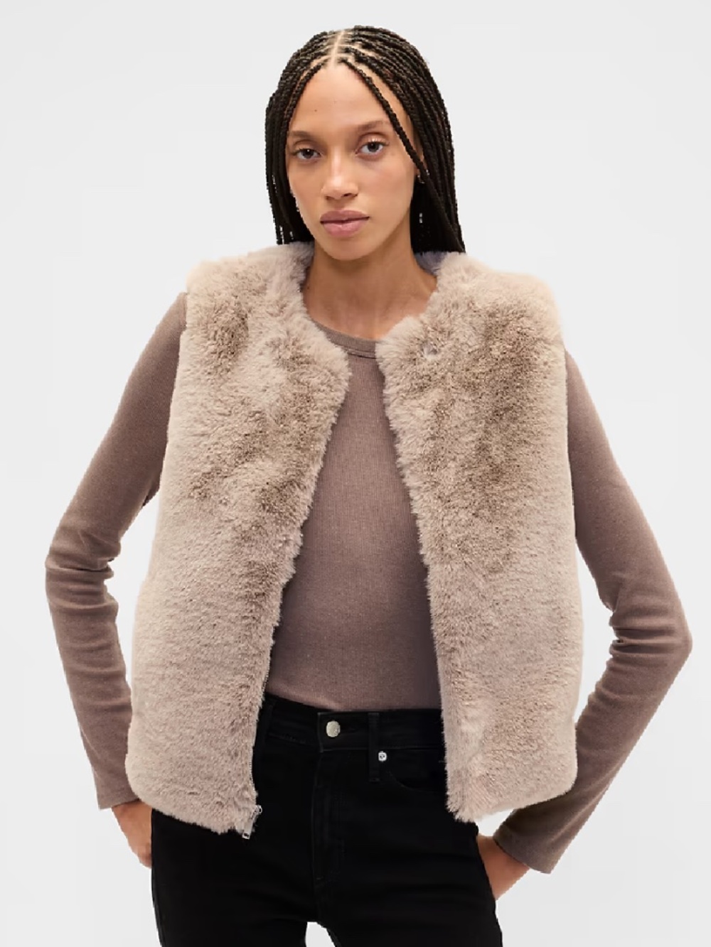 GAP Faux Fur Vest Boho Glam